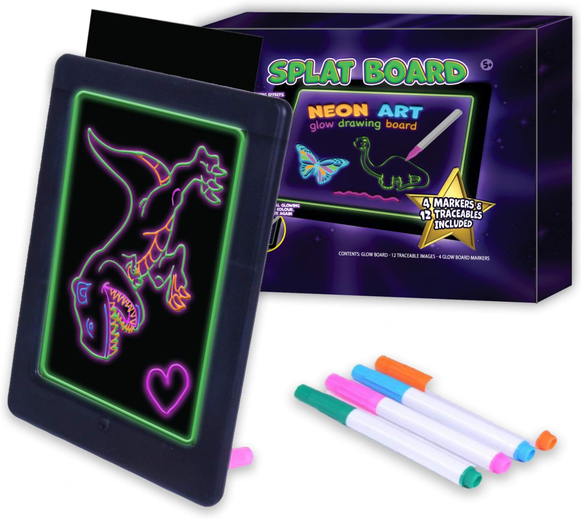 Splat Planet NEON Splat Board - LED - Childrens Drawing Art Christmas Birthday Gift Splat-board Doodle Scribble Pad