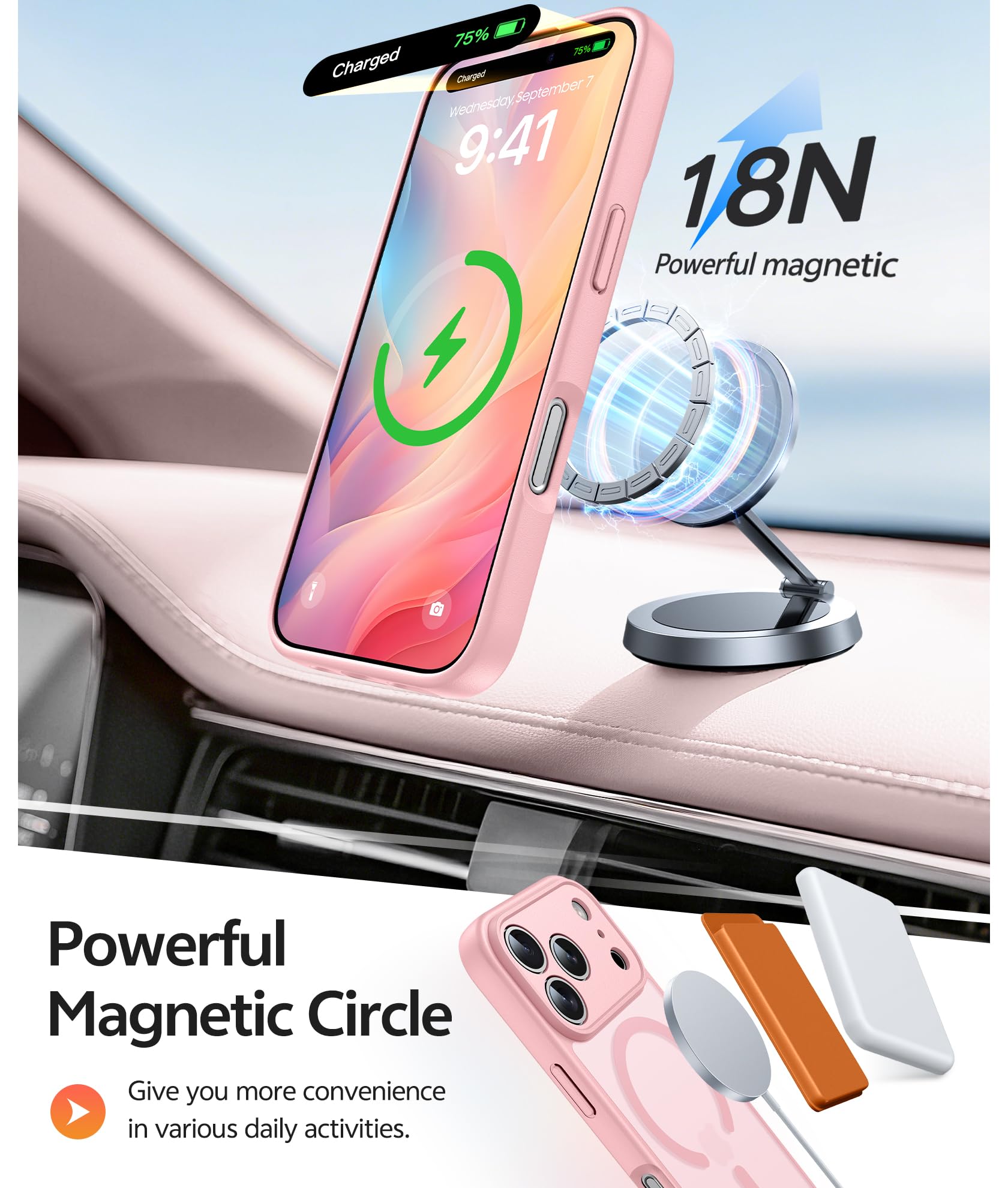 FNTCASE for iPhone 17 Pro-Max Case: Magnetic Frosted Translucent Matte Military Grade Shockproof Slim Cover | Full Covered Camera Protection | Slim Drop Proof Durable Protective Cases