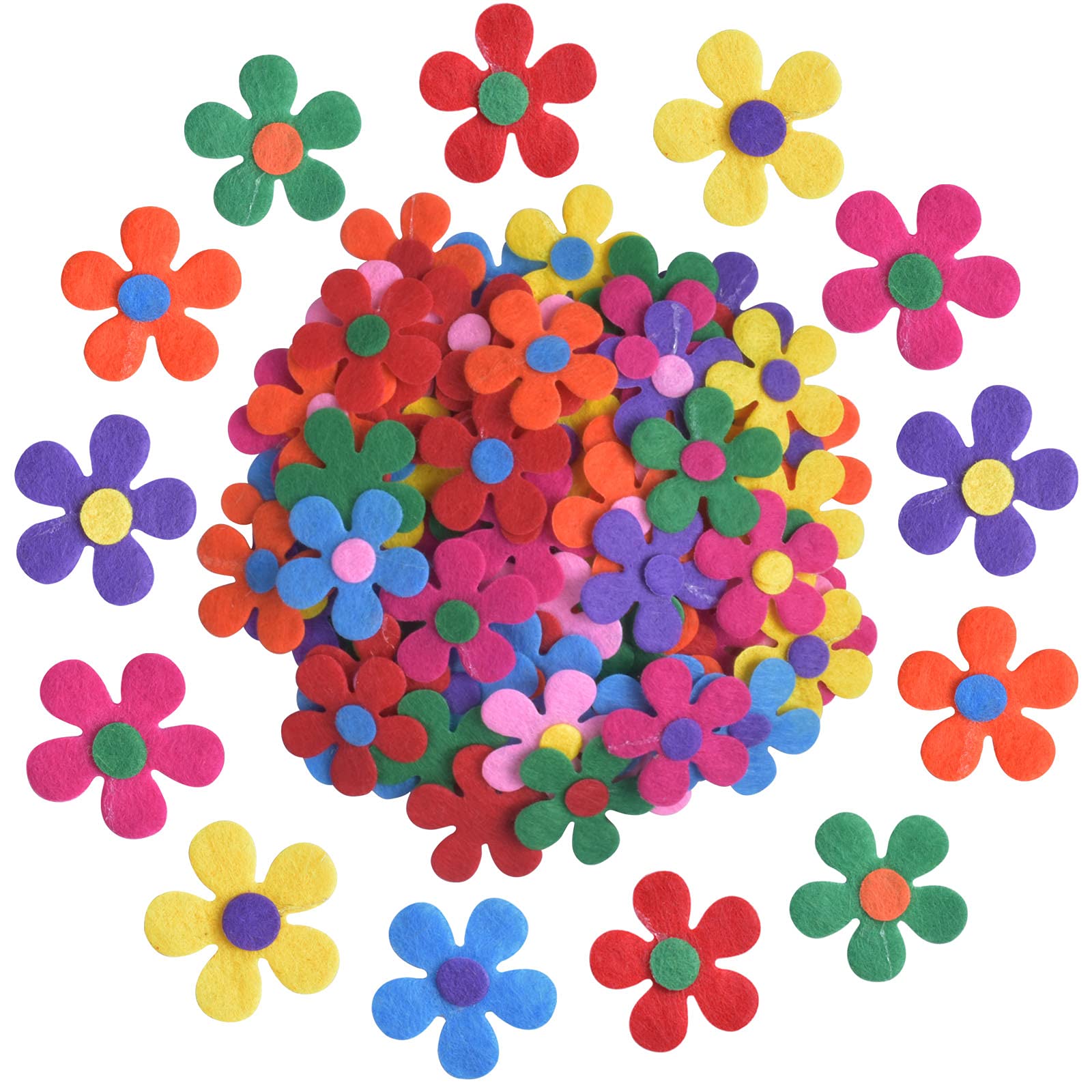 Pinsheng 100 Pieces Felt Flowers, 1.1in Flowers Fabric Flower Embellishments for Clothes, Hats, Art Decorations, DIY Crafts, Assorted Colors