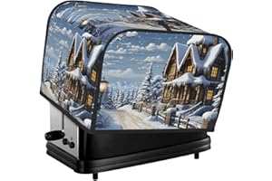 4 Slice Toaster Cover with Pocket Universal Size Toasters Dusts Covers Christmas Winter Happy Scene Bread Machine Cover & Pro