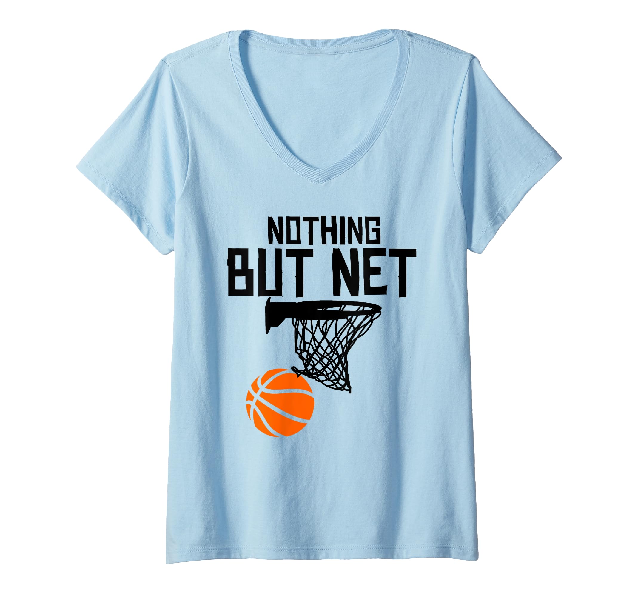 Womens Nothing But Net Basketball V-Neck T-Shirt