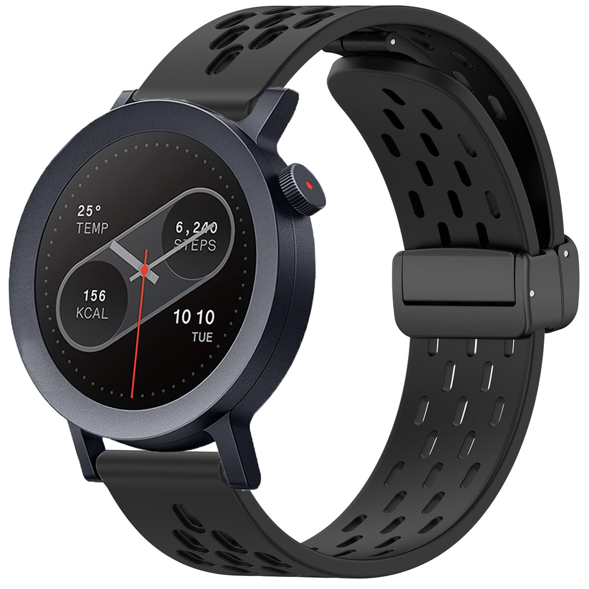 Blueshaweu for CMF Watch Pro 2 Band, Breathable Soft Silicone Sport Band with Magnetic Butterfly Clousure Replacemet Straps Compatible with CMF Watch Pro, Watch Pro 2 Smartwatch (Black)