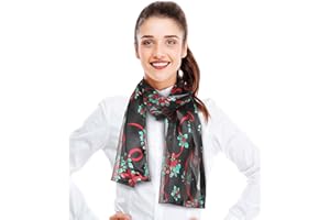 CBC Crown Christmas Scarf - Christmas Theme Candycane, Poinsettia Scarf Accessories, 13" x 60" Inches, Made In Korea