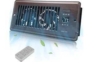 COZZIVITA Ultra-Quiet Register Booster Fan 4 x10'' with High-precision Thermostat - AC Vent Fan Booster - Floor Vent Fan Booster to Fast Heating and Cooling Room, Oil Rubbed Bronze