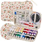 130PCS Printing Travel Sewing Kits for Adults Hand Sewing Accessories | Floral Cute Sewing Supplies with 24 Colors Sewing Thread,Professional Basic Sewing Kit for Beginners and Emergency