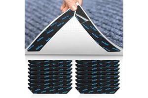 FLYCOCO Anti-Slip Rug Pads 16PCS Double-Sided Washable and Reusable 1.18 x 7.09 Inches Black Trapezoid Anti-Friction Wrinkling Cuttable Rug Tape for Tile Hardwood Floors at Home Stores Hotels