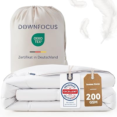 - Daunen Bettdecke I Daunendecke 155x220 I 100% extra weiche Federn & Daunen | Oeko-Tex, RDS Zertifiziert für Tierwohl (155 x 220 cm, Leichte Sommerdecke)
