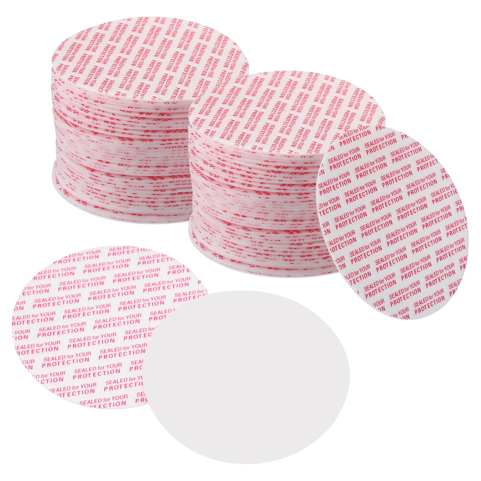 PATIKIL 65mm/2.5inch Foam Lid Liner, 100Pcs PS Foam Resistant Tamper Pressure Sensitive Seal for Bottle Cap Liners Seals, White Red