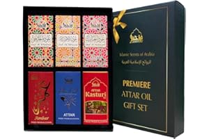 Premiere Attar Oil Set by Dukhni | Arab perfume oils for men and women | 6 assorted scents x 6ml | Arabian oudh oil fragrance