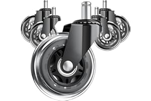ASHGOOB Office Chair Wheels, Set of 5 Caster Wheels Office Accessories, 3 Inch Heavy Duty Casters for Chairs to Replace Office Chair Mats, Smooth & Quiet Universal Fit for Most Chairs(5 Pack)
