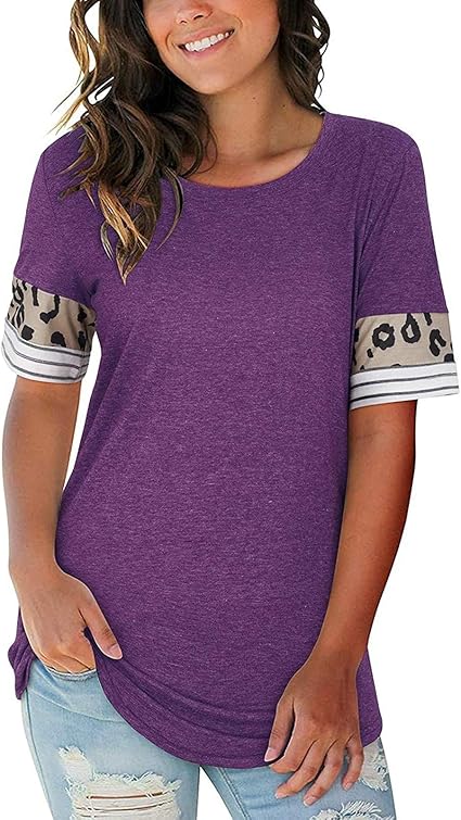 KPKP Tops for Women, Womens Casual Summer O-Neck T-Shirt Gradient