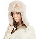 Winter Trapper Hat for Women Warm Faux Fur and Leather Windproof Full Hood Earflap Beanies