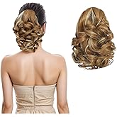 Tiklans Blonde Ponytail Extensions, 9" Short Claw Clip in Ponytail Hair Extensions Hair Piece Natural Soft Synthetic Curly Wavy Pony Tail Hair Pieces for Women