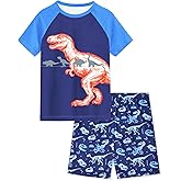 Fiodrimy Boys Pajamas Toddler Boys Summer Pajamas Dinosaur 2 Piece Short Sleeves Boy Pjs Kids Sleepwear Size 3-8 Years