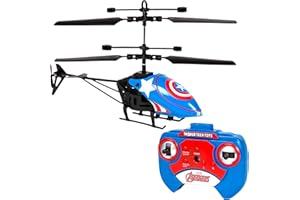 World Tech Toys Marvel Captain America RC Helicopter – Easy‑Fly Remote Control Helicopter with LED Lights, Durable Body, Coaxial & Rear Rotors – Kids 8+