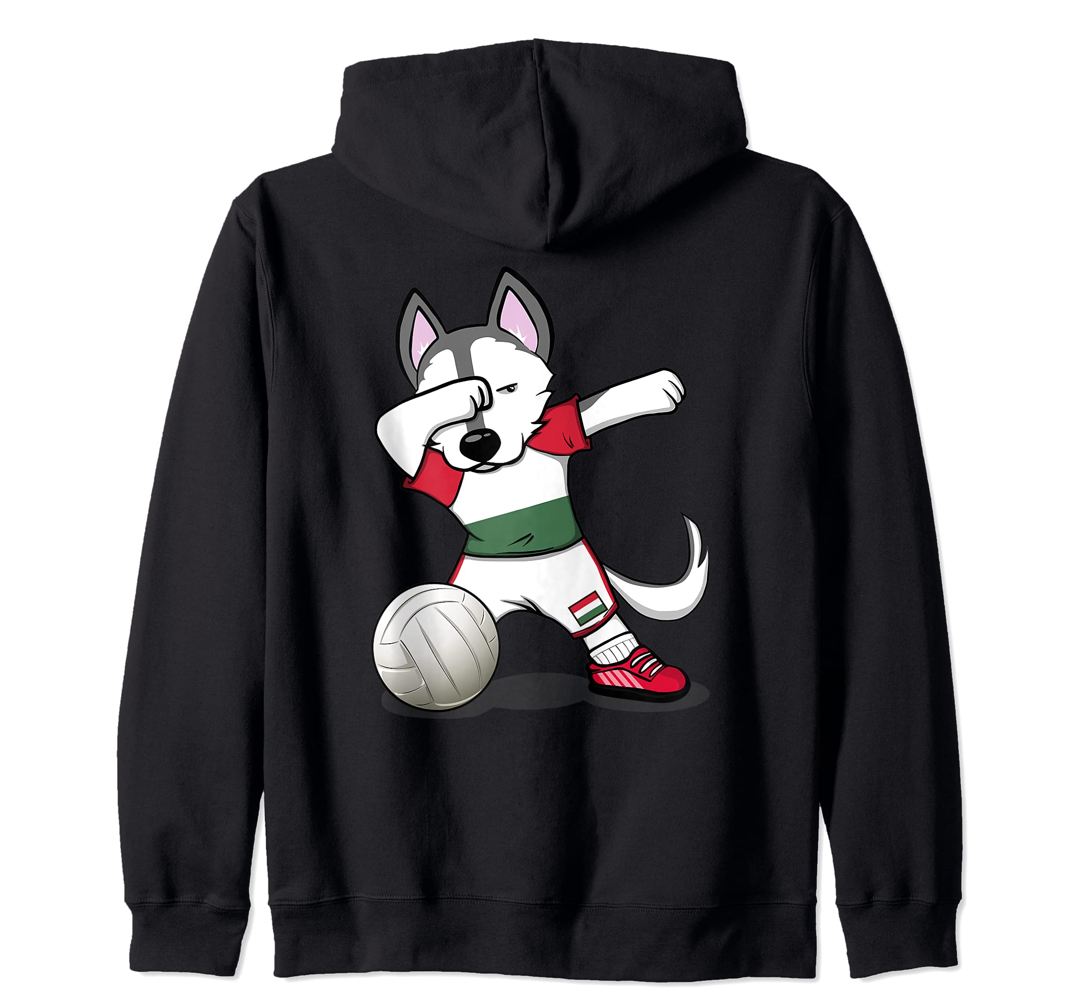 Dabbing Husky Hungary Volleyball Fans Jersey Hungarian Flag Zip Hoodie