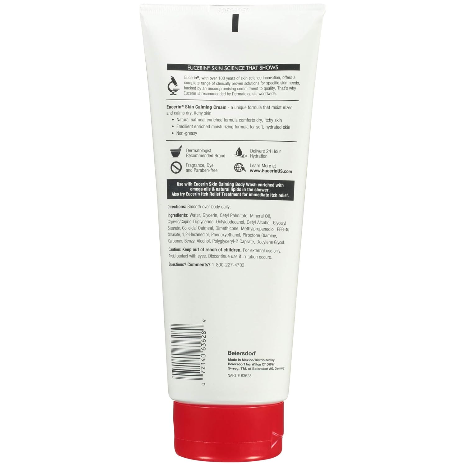 Eucerin Skin Calming Cream - Full Body Lotion for Dry, Itchy Skin, Natural Oatmeal Enriched - 14 oz. Tube : Body Gels And Creams : Beauty