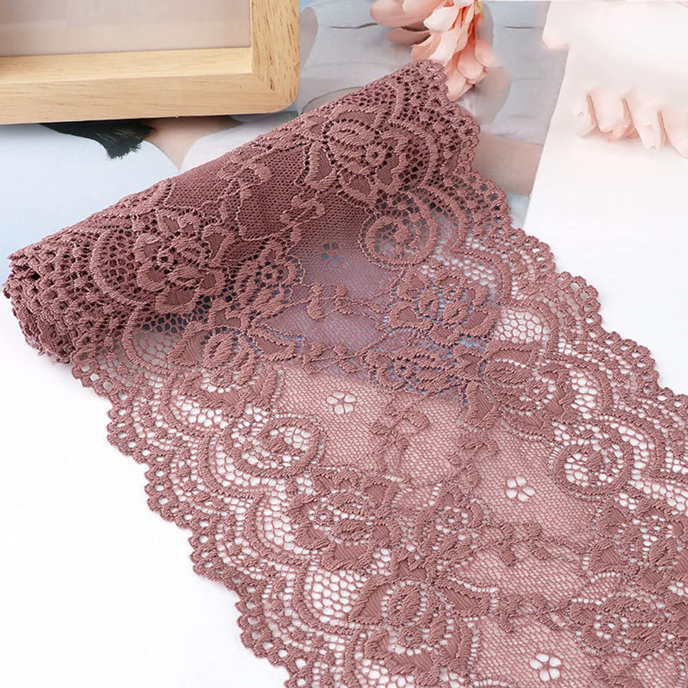 15 cm x 3 m Elasticity Lace Ribbon Lace Trim Decorative Ribbon Lace Trimming Ribbon for Sewing, DIY Crafts, Decoration for Clothes, Underwear, Lingerie, Wedding Dress, Table Decoration, Coffee