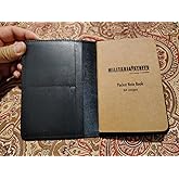 MILITARIA STUFFS Leather Journal Cover for Field Notes, Notebook Cover for Moleskine Cahier, Vintage Leather Cover 3.5" x 5.5" Notebooks, Refillable Travelers Notebook, Full Grain (Black)