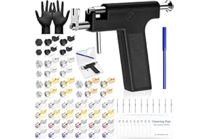 EVATAGE Reusable Ear Piercing Gun Kit, Professional Ear Piercing Machine with Stainless Steel Piercing Earrings Studs, Crystal Earrings for At Home Salon Earlobe Cartilage Helix Tragus Piercing Tool Set