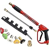 Tool Daily Deluxe Pressure Washer Gun, with Replacement Wand Extension, 5 Nozzle Tips, M22 Fitting, 40 Inch, 5000 PSI