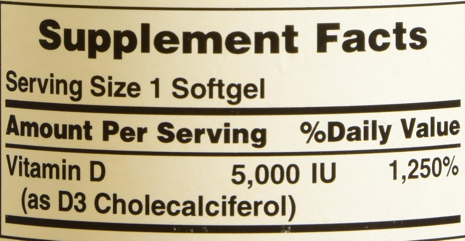 Vitamin D3 5,000 IU Bolsters Immunity by Puritan's Pride for Immune System Support and Healthy Bones and Teeth 200 Softgels, packaging may vary: Health & Personal Care