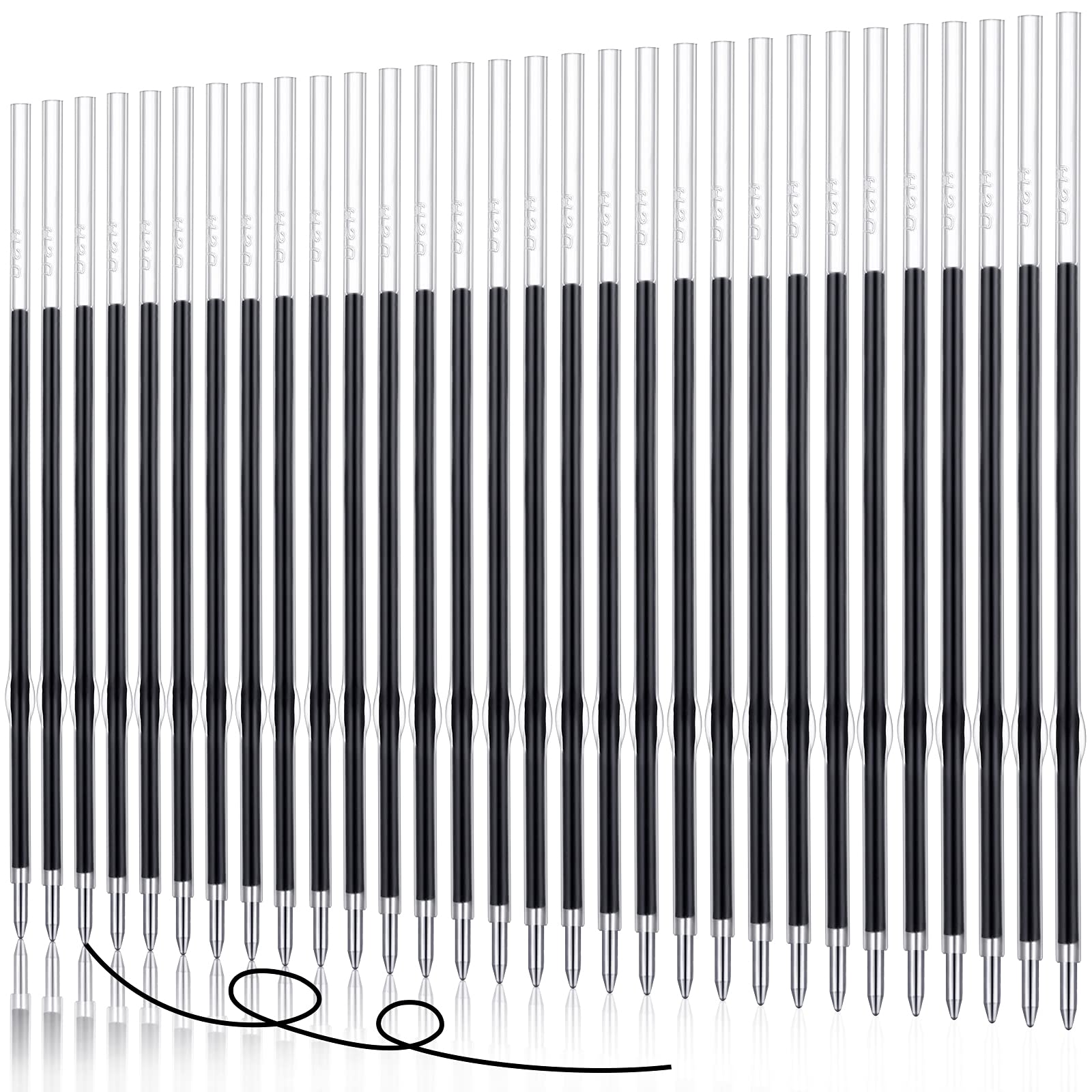Photo 1 of 30 Piece Black Ink Pen Refills, 1 mm Ballpoint Refills Replacement Ballpoint for Click Retractable Pens Office College Supplies