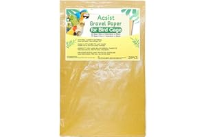 Acsist 20PCS Gravel Paper for Bird Cage, 16 x 10 inch Cuttable Sea Sand Paper Liners, Calcium Sandpaper for Hard-Billed Birds, Bird Cage Liners for Parrots,Cockatiels & All Your Feathered Friends
