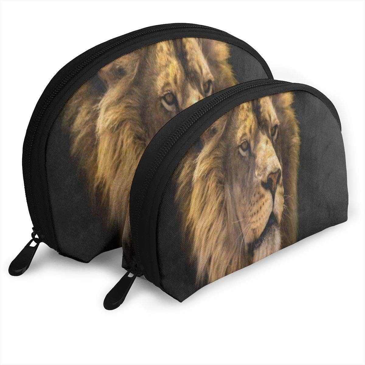 Pingshoes Makeup Bag Hipster Lion Head Black Portable Shell Toiletry Bags Case Women