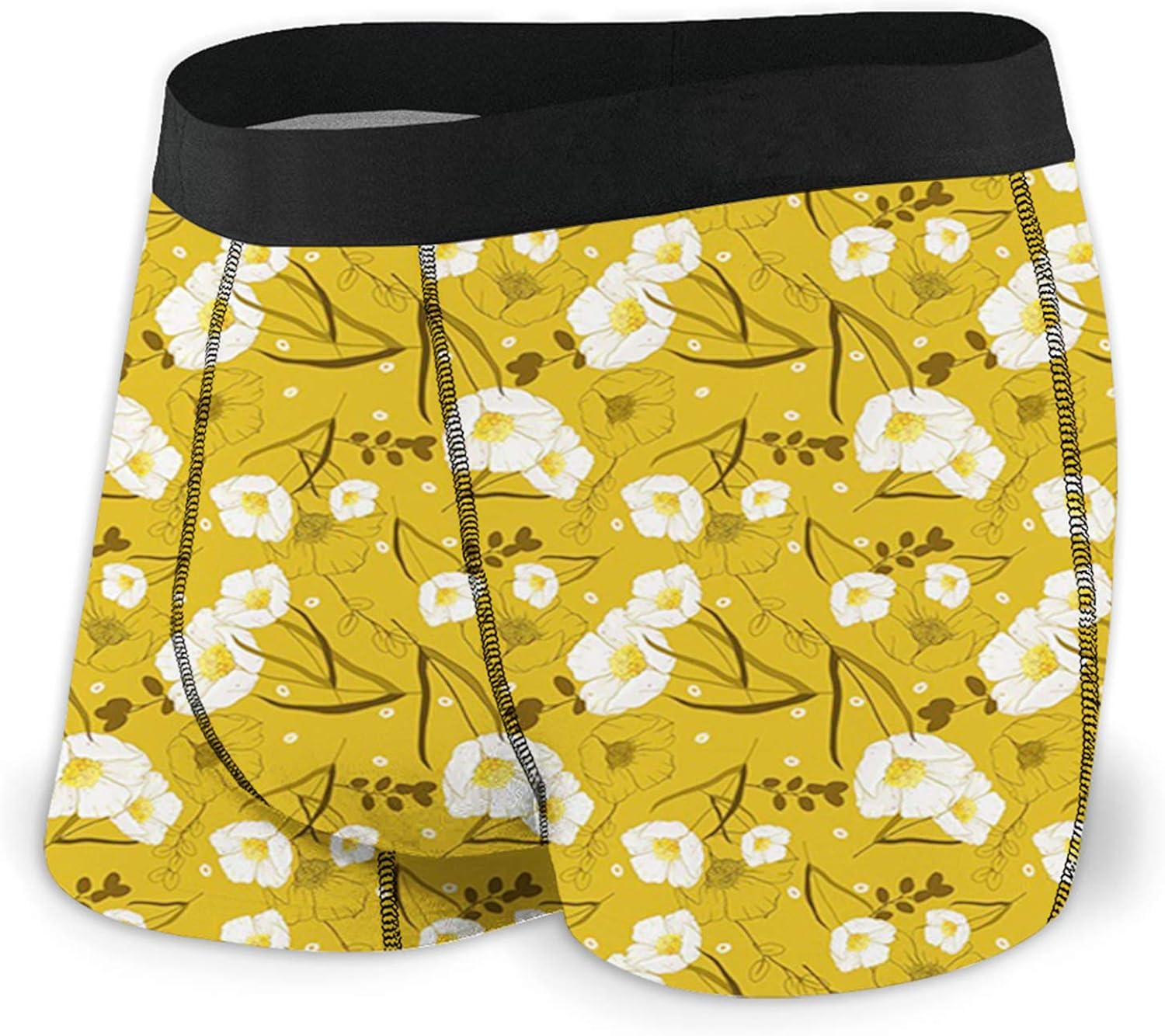 Men's Boxer Briefs,Floral Vintage Pattern of Cute Pure Flowers Spring