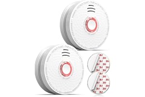 Jemay Smoke Detector, 10-Year Photoelectric Technology Smoke Alarm, 9V Battery Operated Smoke Detector Fire Alarms with Test Button & Low Battery Signal, Fire Alarm for Home, Bedroom, GS528A-C, 2-Pack