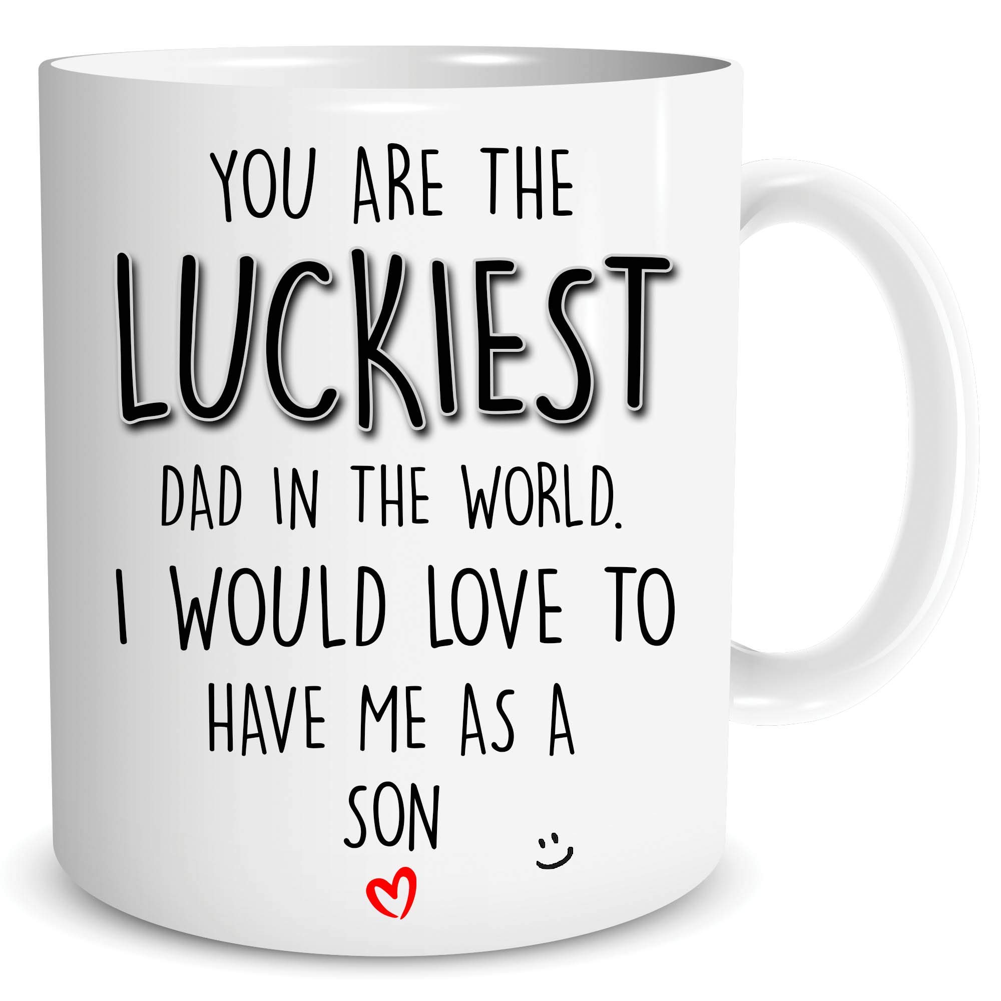 Funny Gift for Dad Coffee Mugs Tea Cup Luckiest Dad in The World Gift from Son Birthday Present Father's Day Mug Parent Dad Jokes Adult Humour WSDMUG1705
