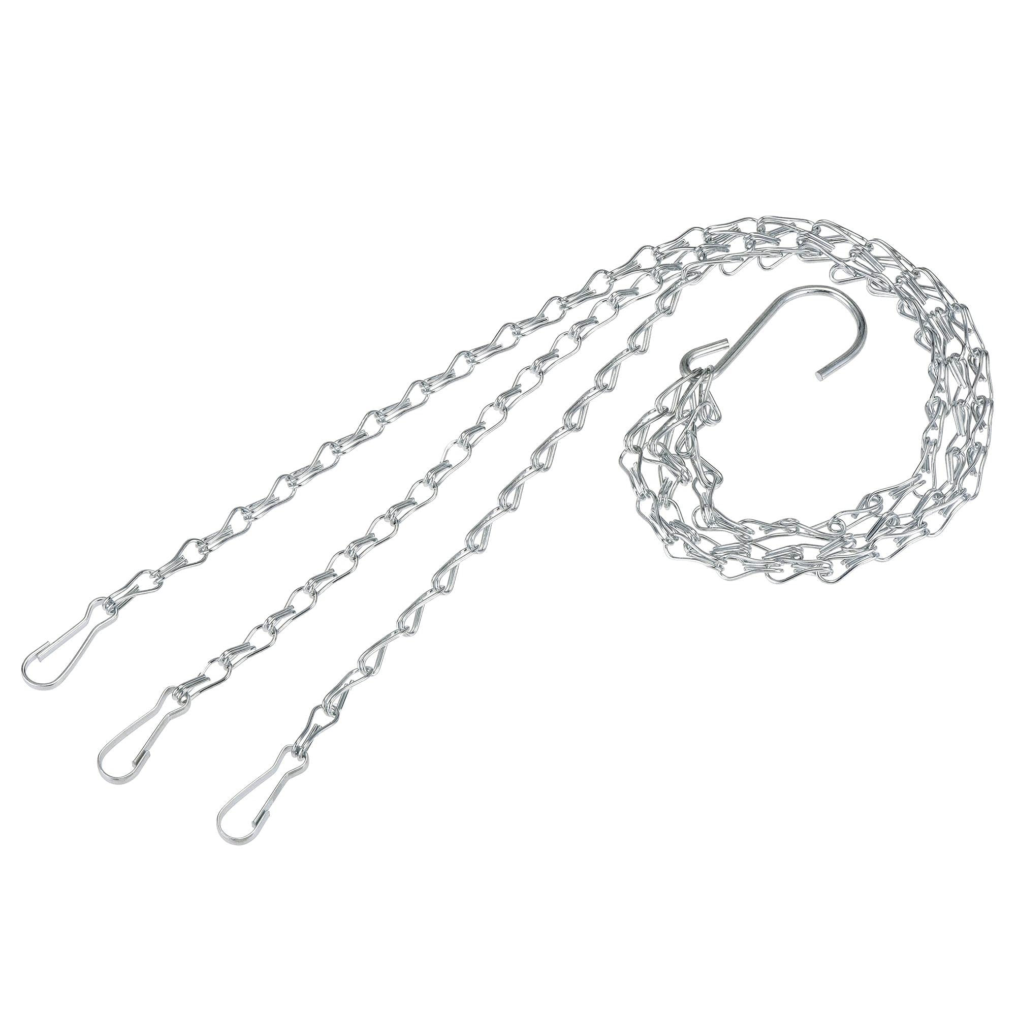 sourcing map Hanging Chains 50cm Extension Link 3 Point Holders with S Shaped Hooks for Pendant Light Chandelier Lantern, Silver Tone Pack of 2
