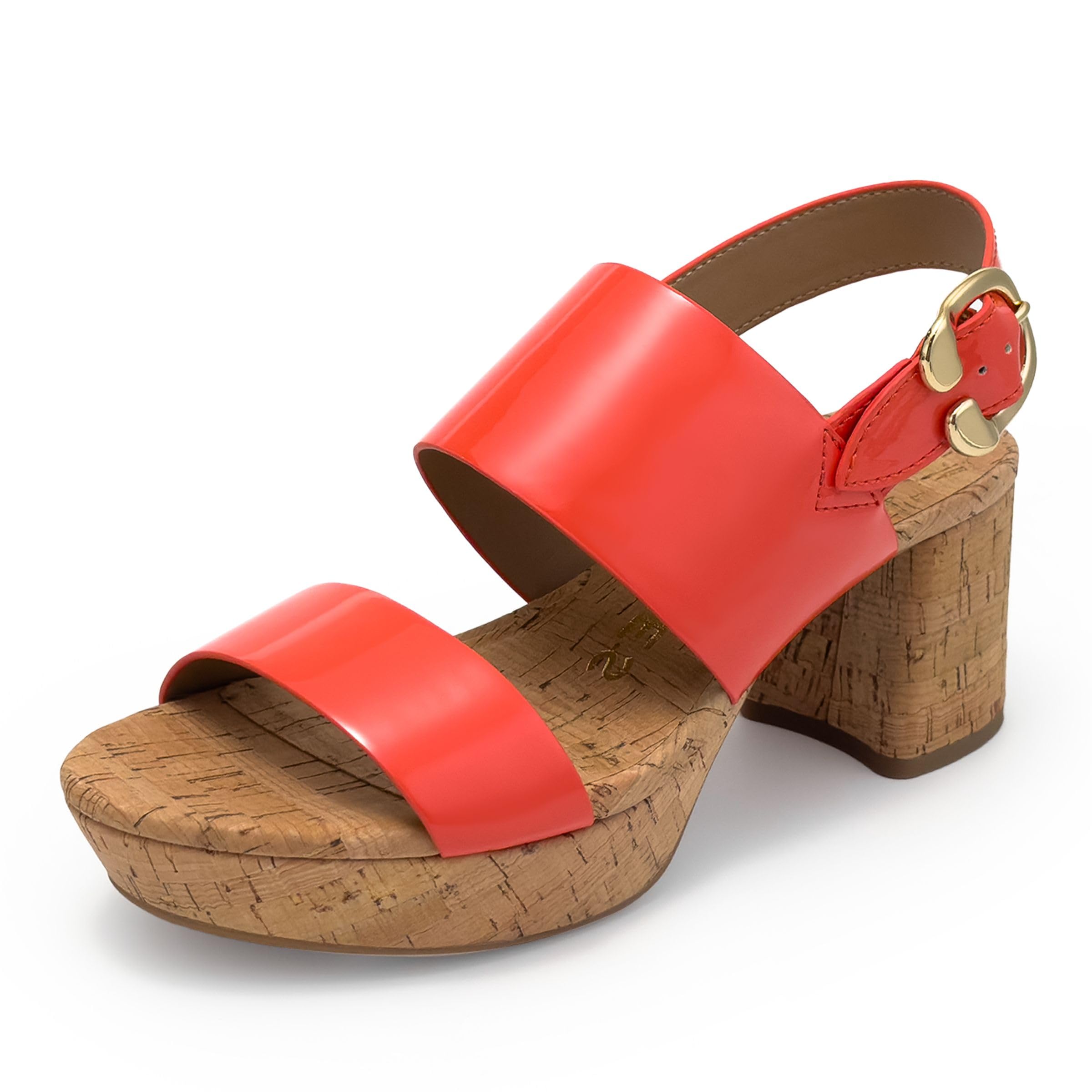 AEROSOLES Women’s CAMERA Platform Sandal, Orange Patent PU, 9.5W