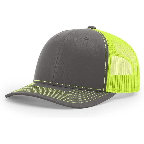 RICHARDSON Charcoal/Neon Yellow 112 Mesh Back Trucker Cap Snapback