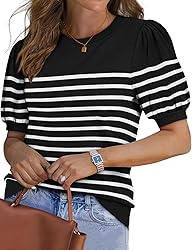 WIHOLL Womens Summer Tops Crewneck Short Sleeve