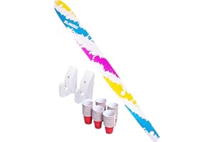GoPong Slamski - Retro and Vintage Wood Design 4 Person Drinking Ski with 50 Plastic Shot Glasses