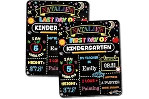 First and Last Day of School Sign - Shejdgart 9.8" X 11.8" Double-Sided Reusable 1st Day of Kindergarten Preschool Wooden Boa