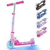 TONBUX Scooters for Kids 5-12, 2 Wheel Scooters with Cool Light Up Stem, Wheels, and Deck, 3 Level Adjustable Height Kick Scooter, Foldable and Lightweight Scooter for Kids 8-12
