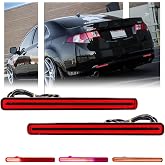 GSOWO Upgraded 2 PCS [Sequential Dynamic Switchback] Led Rear Bumper Reflector Light for Acura TSX 2009-2014 (Euro Accord), with [5-Times Strobe Brake Flash Light] Red Lens Tail Fog Light