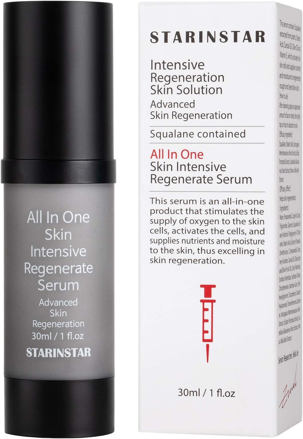MOYAMOYA All In One Intensive Regenerate Serum, Advanced Skin Regeneration, Vegetable Squalane, Stearic Acid, Canola Oil, Olive Oil and Vitamin E Contained, using airless vessel for quality, 30ml