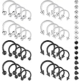 D.Bella 16G 14G Horseshoe Rings Surgical Steel Nose Septum Horseshoe Hoop Earring Eyebrow Tragus Lip Rings Daith Helix Piercing Jewelry for Women Men 6-12mm Smily Piercing Jewelry