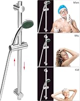 QWORK 26 Inch Adjustable Shower Riser Rail 304 Stainless Steel Head Holder view 4