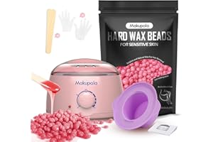 MAKUPALA Wax Machine for Hair Removal in Pink Hair Waxing Kit for Women & Men At-Home Use, Silicone Pot, 0.6lb Salon-Grade Brazilian Wax Beads for Face Eyebrow Bikini Armpit Legs Full Body Beginner-Friendly