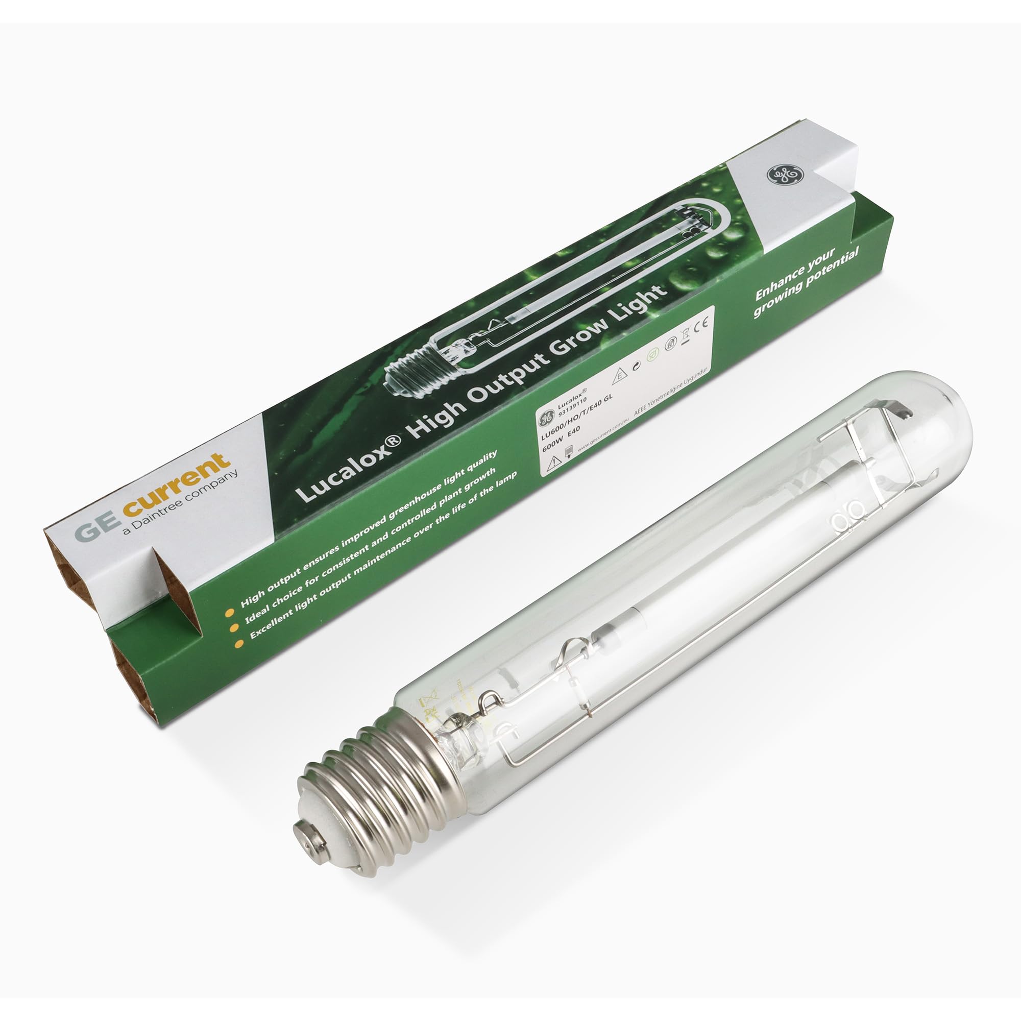 GE Current Lucalox LU600/HO/T/E40 GL 600W, 88,000lm, 2100k, Horticultural Grow Lamp Bulb