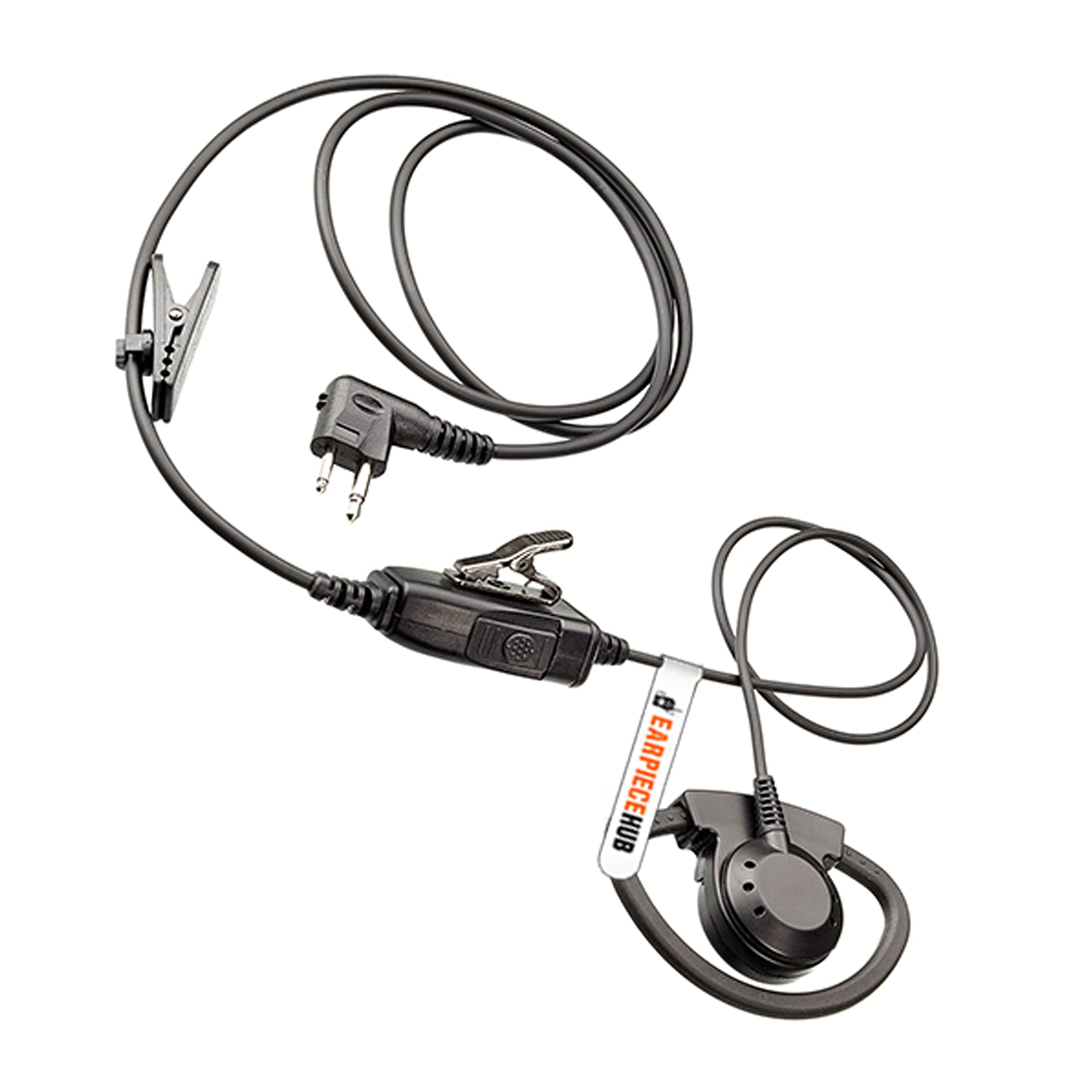 EarpieceHub Compatible with Motorola D-Shape Earpiece with In-Line Microphone and PTT GP300, CP040, XTN, DTR, 2 Way Radio