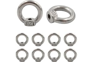 AUXBC 10PCS M4 Lifting Eye Nut, Stainless Steel Lifting Eye Threaded Nut Fastener, Hardware Ring Shaped Eye Bolt, 19mm/0.74inch OD