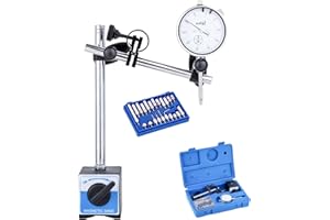 KATSU Tools Dial Indicator with Magnetic Base and 22 Pieces Indicator Points Set, 0-1.0" Tester Gauge, 0.001" Precision, Fine Adjustment, Measuring Toolkit in Storage Case 401111