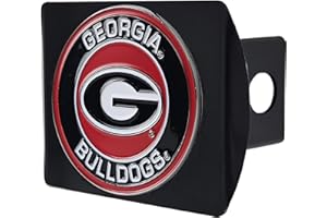 University of Georgia Bulldogs Black Metal Hitch Cover with 3D Color Team Logo by FANMATS - Round Molded Design – Easy Installation on Truck, SUV, Car - Ideal Gift for NCAA College Fan/Student