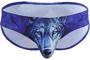 JEEYJOO Mens Cool 3D Leopard Wolf Printing Lingerie Low Rise Bikini Briefs Underwear